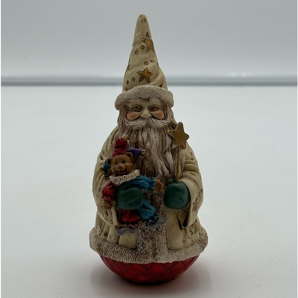 Starry Resin Wizard Santa with Star Wand and Jester Bear Doll by Midwest